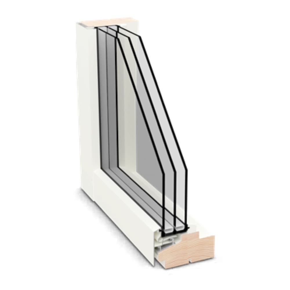 外側アルミ3層ガラス木製FIX窓の断面サンプル
