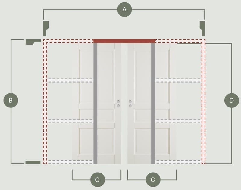 両引戸の扉と枠材のサイズ