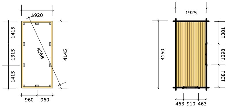ヘルネース（8m2）：平面図＆基礎図