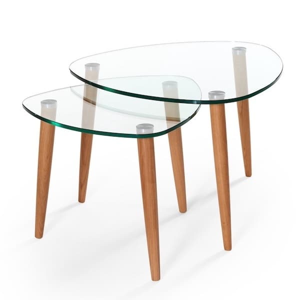 ガラス製のテーブル：Clear Oak