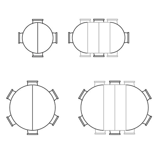 ストレッチ（延長）可能な円形テーブル