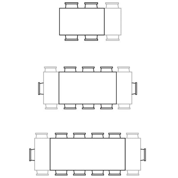 ストレッチ（延長）可能な長方形テーブル
