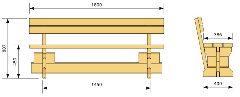 Stalo：立面図（ベンチ）