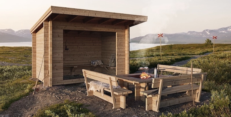 ログ構造のグリル＆薪小屋