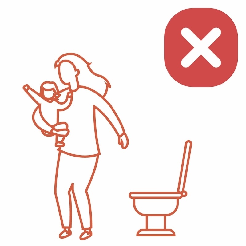 赤ちゃんを抱っこでトイレ使用はNG