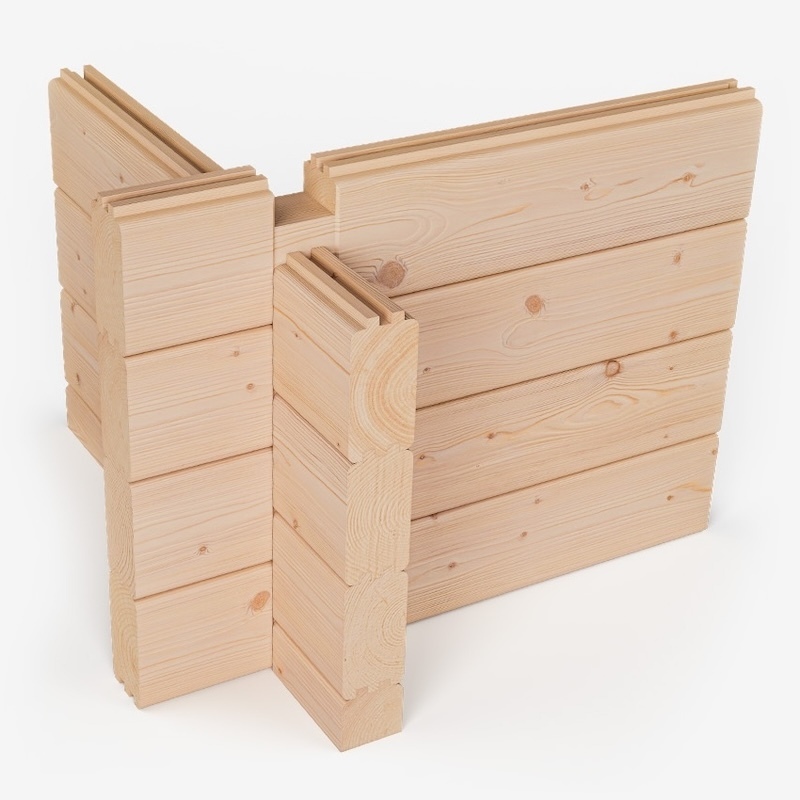 ログ材：70x145mm（二つ溝）